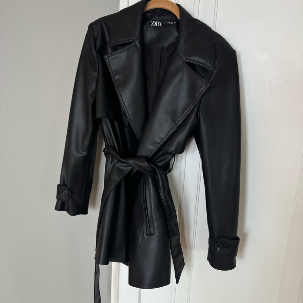 Zara Black Faux Leather Jacket